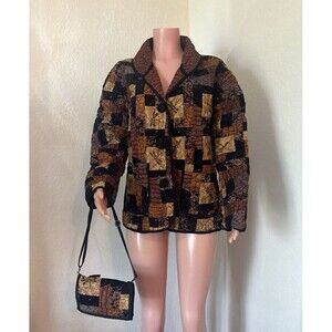 Donna Sharp Art-to-Wear Quilted BOHO Patchwork Jacket Blazer WITH MATCHING PURSE